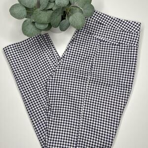 Adrianna Papell | Blue & White Checkered Print Ankle Pants